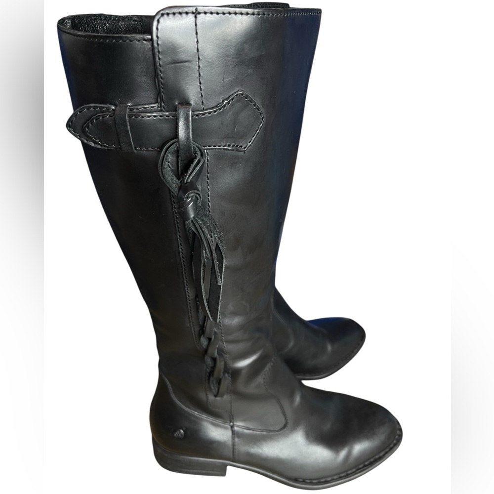 Born Women’s Size 7.5M Cook Tall Riding Black Leather Boots Knee-High - Picture 2 of 9